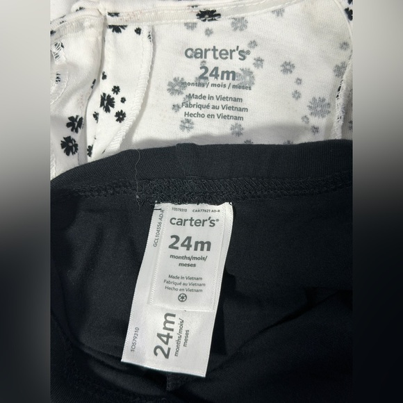 Carter’s Toddler Girl Outfit Floral Set 24M Flower Top Black Leggings Pants NWT - Picture 15 of 16